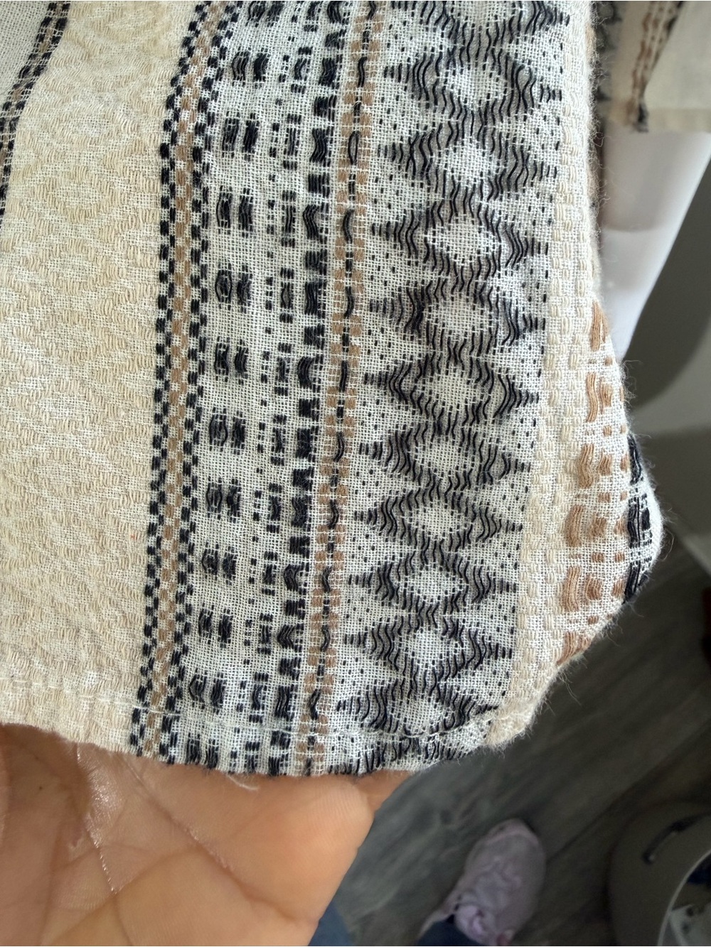 Free People Ivory and Black Patterned Peasant Blouse - Picture 6 of 10